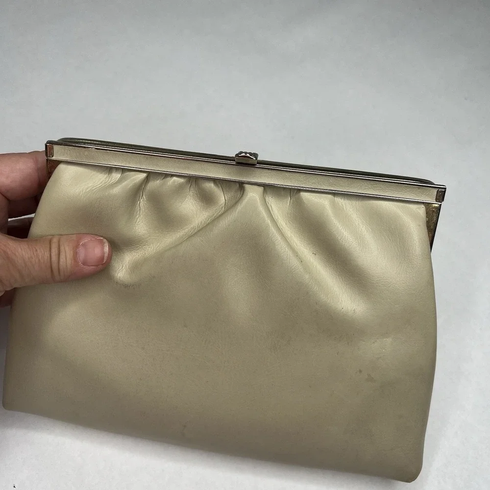Vintage‎ 50s 60s Andé Pearlescent Leather Faux Leather Evening Bag Hidden Handle